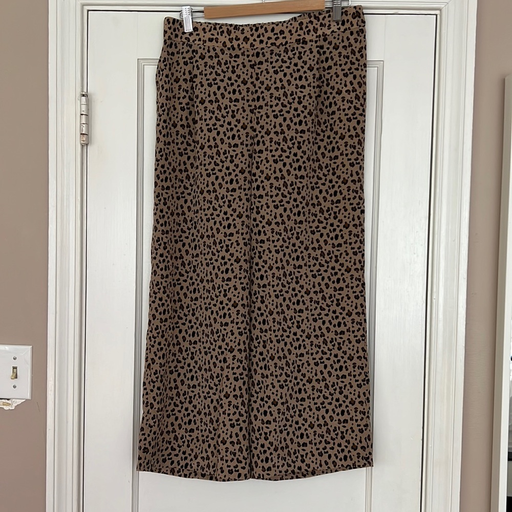 J. Crew Harvey 100% Silk Leopard Print Cropped Pull On Pants